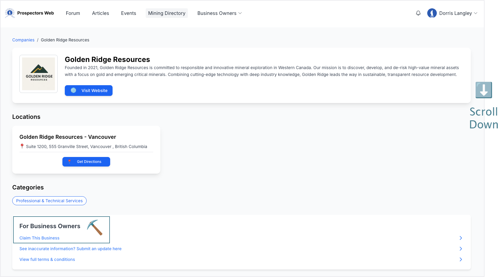 Claim your business button